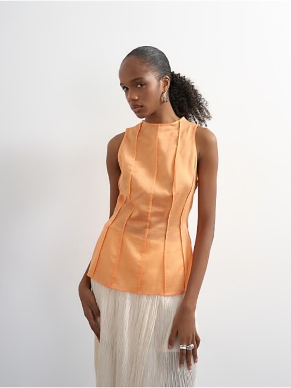 Topshop Seamed High Neck Top